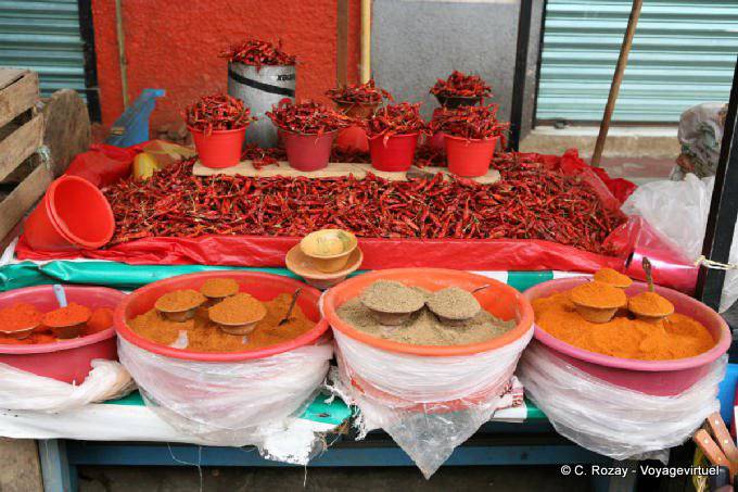 Chiles y especias de todo tipo, Gran Mercado, San Cristóbal de Las Casas - Mexico