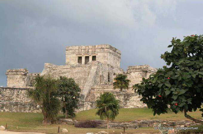 Panorama del castillo, sitio, Tulum - Mexico