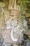 Centrarse en la mano del dios de la tormenta de Teotihuacan, Grupo Norte, Palenque, Mexico.