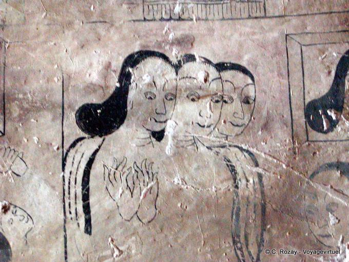 Mujeres pintadas en una pared, Sulamani templo, Bagan - Myanmar (Birmania)