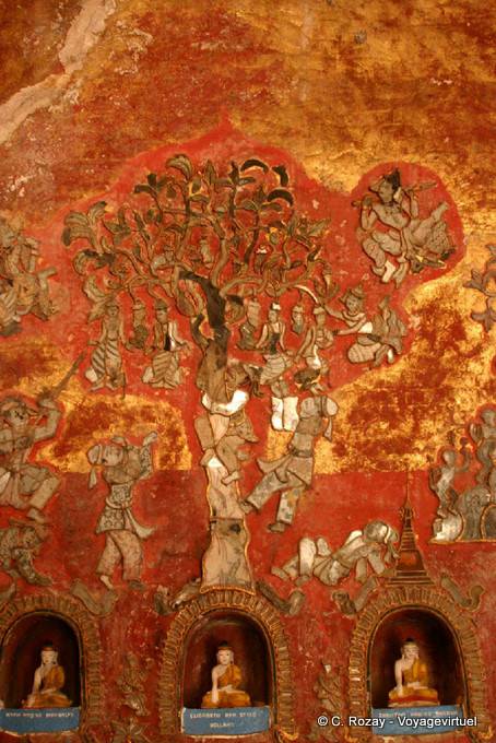 Mural y Budas Monasterio Shwe Yan Pyay, Lago Inle - Myanmar (Birmania)