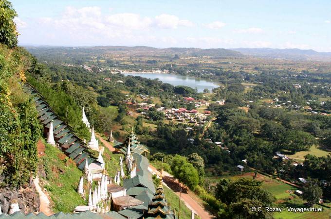 Vista al lago desde el santuario Pindaya - Myanmar (Birmania)