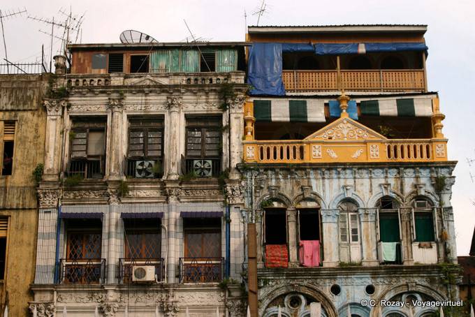 Mezcla de géneros para la fachada de un edificio de apartamentos, Yangon - Myanmar (Birmania)