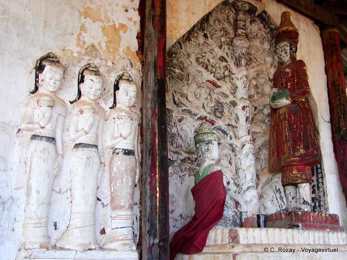 Ofrendas Estatuaria, Takhaung Pagoda (Saga) - Myanmar (Birmania)