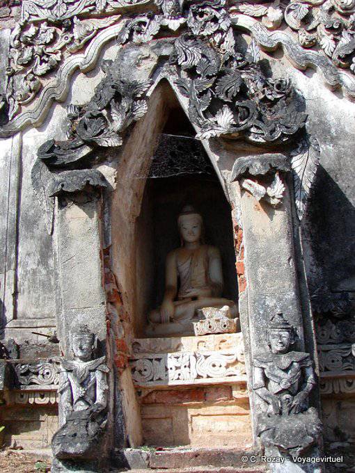 Hojas de piedra decorativa, Sankar sitio - Myanmar (Birmania)