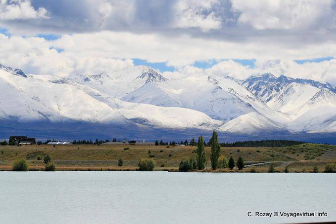 Montañas nevadas, Lago Ruataniwha, Canterbury - Nueva-Zelanda