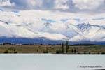Montañas nevadas, Lago Ruataniwha, Canterbury, Nueva-Zelanda.
