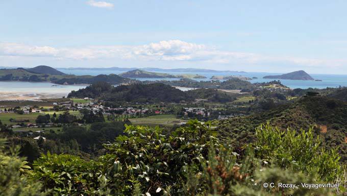 Panorama desde las alturas de peninsula, Coromandel - Nueva-Zelanda