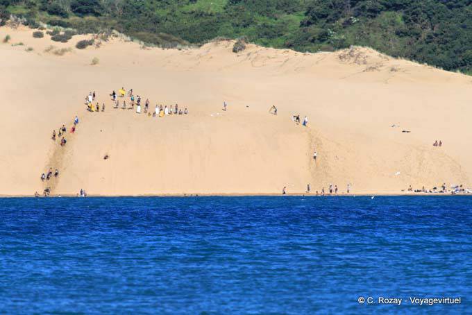 Juegos en las dunas de arena, Hokianga Harbour, Oponomi, Northland - Nueva-Zelanda