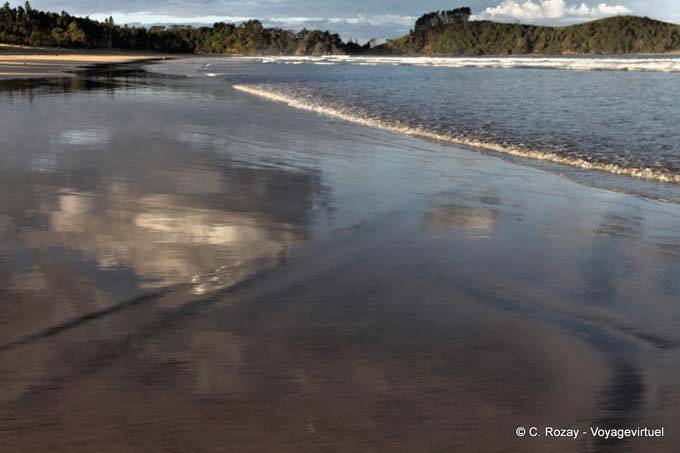 Reflejos en la playa, Whananaki, Northland - Nueva-Zelanda