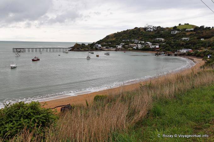 Panorama sobre el pueblo, Moeraki, Otago - Nueva-Zelanda