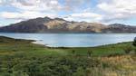 Montañas que se enfrenta el cuello, Lago Hawea, Southland, Nueva-Zelanda.