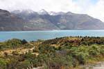 Panorama de Wye Creek, Queenstown Lago Wakatipu, Southland, Nueva-Zelanda.