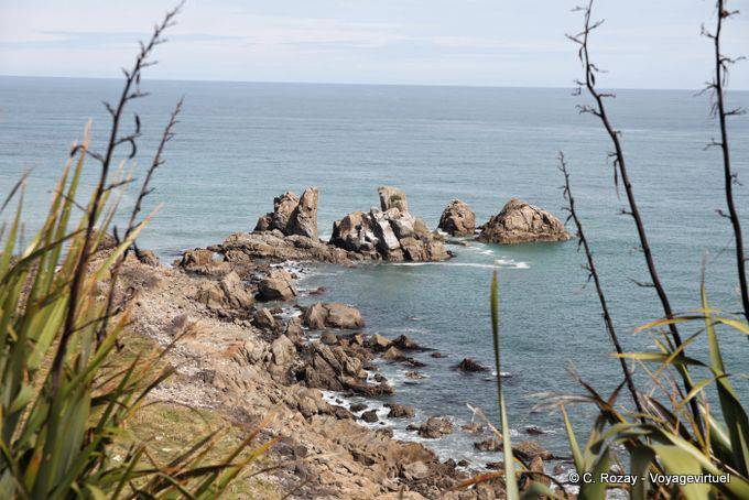 Rocas dislocadas en la punta, Cabo Foulwind, Costa Occidental - Nueva-Zelanda