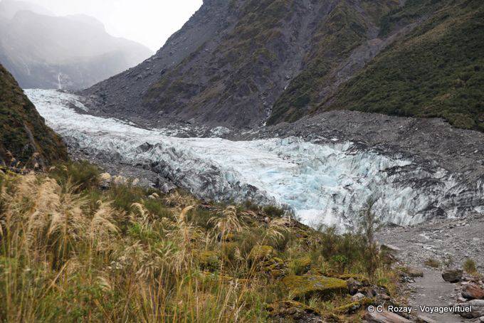 El frente del glaciar, Fox Glacier, Costa Occidental - Nueva-Zelanda