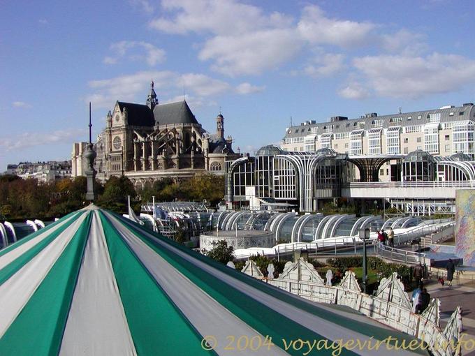 Panorama de Les Halles y San Eustaquio, París, Francia