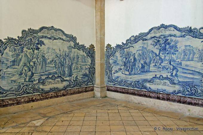 Los azulejos de la leyenda de la fundación de la sala Monasterio de los Reyes, Alcobaça - Portugal