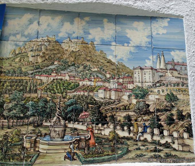 Azulejos tabla que representa la vieja Sintra - Portugal