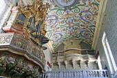 Órganos y pintor chinoiserie Gabriel Ferreira da Cunha, São Miguel Capilla, Coimbra, Portugal.