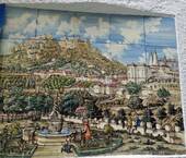 Azulejos tabla que representa la vieja Sintra, Portugal.