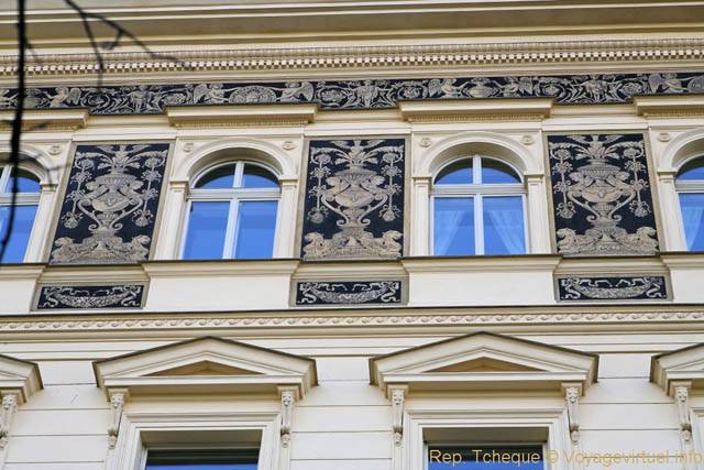 Janackovo Nabr, ornementation sur façade - Praga, República Checa
