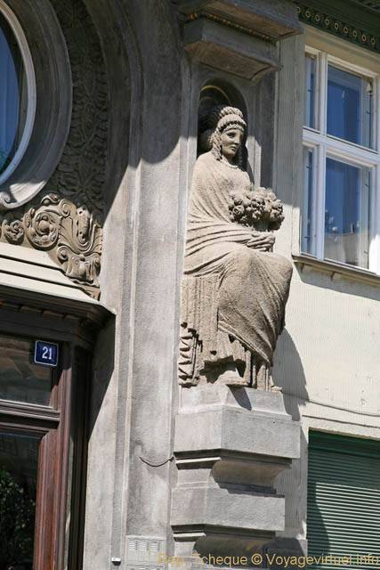Nam Curieovych, statue au 21 Maiselova, Josefov - Praga, República Checa