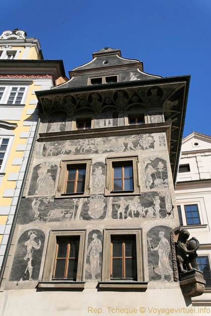Vieille ville, sgraffites de la Maison à la Minute (Dům U Minuty), Malé námestí - Praga, República Checa