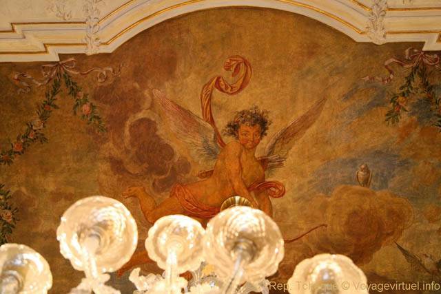 Palais Wallenstein, gros plan sur une fresque de la salle de représentation, Sénat - Praga, República Checa
