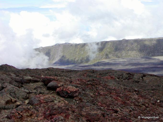 Cenizas Enrojecimiento Bellecombe, Piton de la Fournaise - Isla de la Reunión