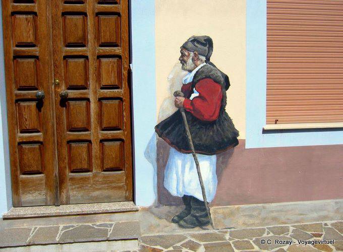 El pastor en la puerta, mural de Fonni - Cerdena