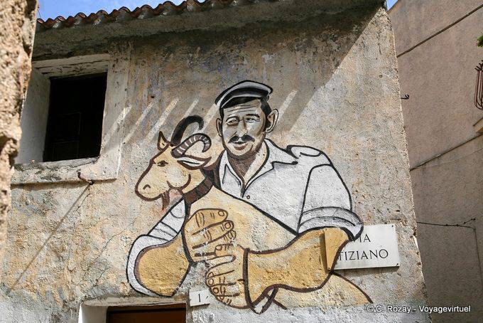Orgosolo, el cabrero, Via Tiziano, Murales - Cerdena