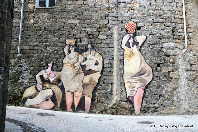 Orgosolo, un grupo de mujeres, Via D'Azeglio, Murales - Cerdena
