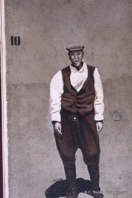 Orgosolo, Número Diez, pintura blanco y negro - Cerdena