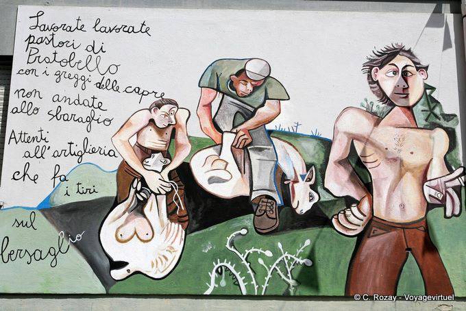 Orgosolo, el trabajo de los criadores Pratobello, Murales - Cerdena