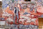 Orgosolo, el pastor y su rebaño de ovejas, Murales, Cerdena.
