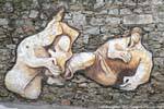 Orgosolo, una familia a descansar, Murales, Cerdena.