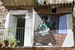 Orgosolo, juego de sombras en la Murales, Murales, Cerdena.