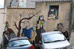 Orgosolo, escena de la calle, Murales, Cerdena.