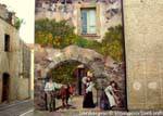 Sennariolo, país escena trampantojo, mural, Cerdena.