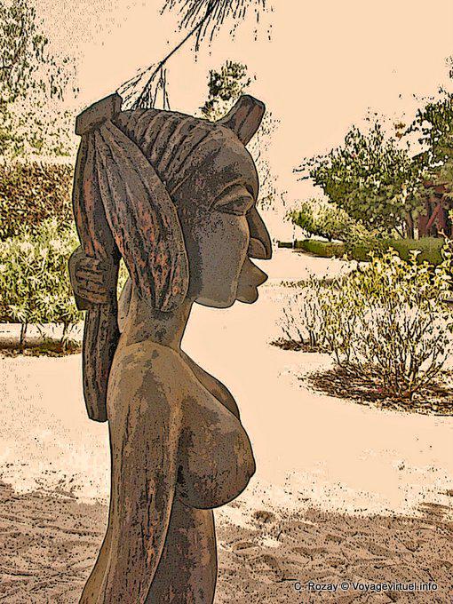 Mujer cabeza de madera, escultura - Senegal
