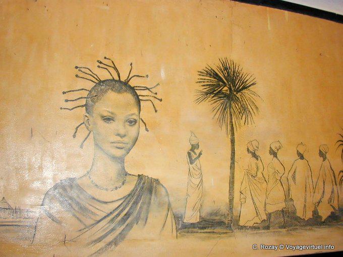 Mural que representa a las mujeres, Foundiougne - Senegal