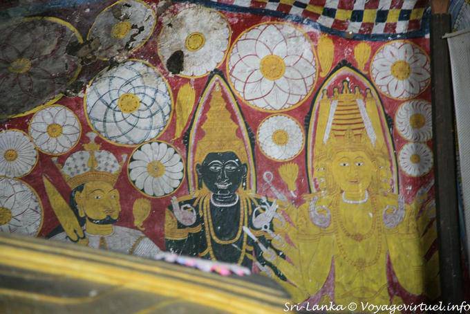 Fragmento de pintura mural, cueva del templo de oro, Dambulla - Ceilan Sri Lanka