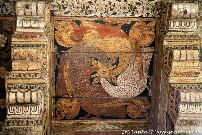 Templo Principal, pintura de Kandy techo estilo, Dalada Maligawa, Kandy - Ceilan Sri Lanka