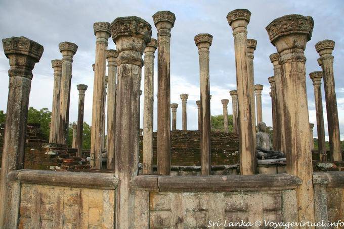 Bosque Vadatage de columnas, el templo Medirigiriya - Ceilan Sri Lanka