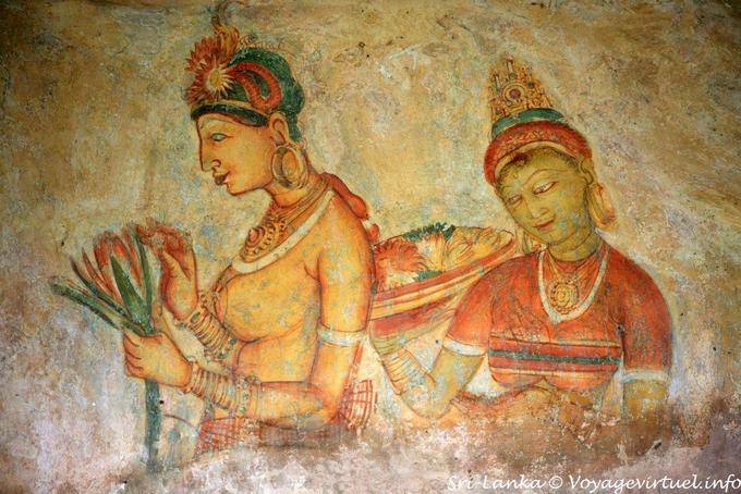 Damiselas Fresco de Sigiriya (período de Anuradhapura) - Ceilan Sri Lanka