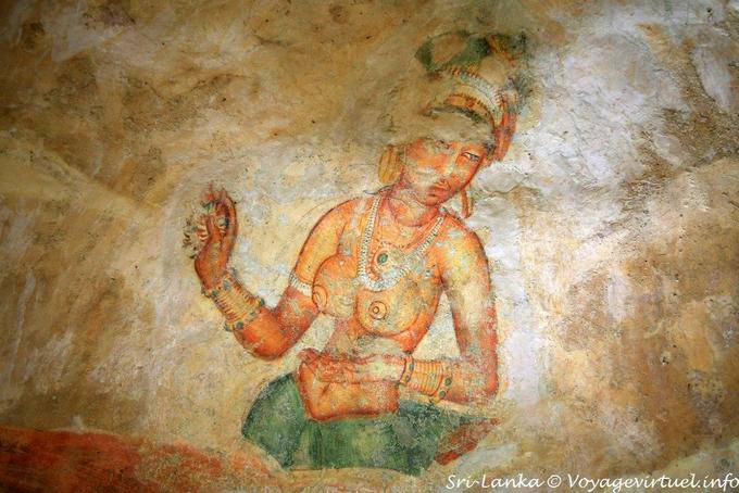 Pintar Quizás Tara, diosa venerada por el budistas Mahayana, Sigiriya - Ceilan Sri Lanka