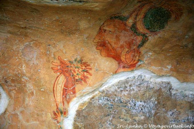 Fragmento recordando pinturas rupestres de Ajanta en la India, Sigiriya - Ceilan Sri Lanka