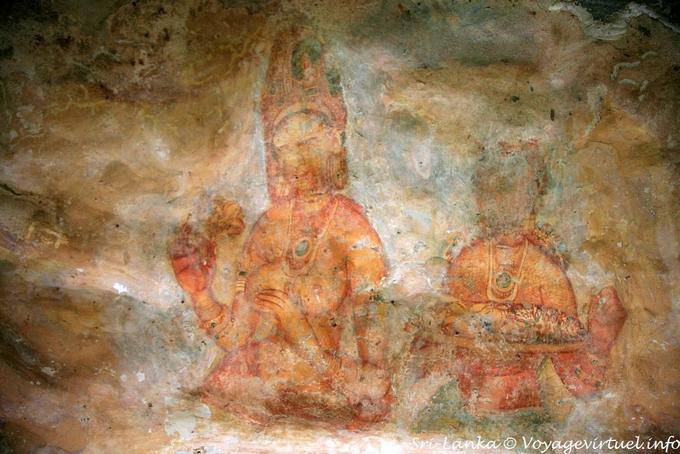 Fresco compensó parcialmente la pared Sigiri, Sigiriya - Ceilan Sri Lanka