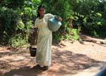 Sonriendo investigadora de agua, Nalanda, Ceilan Sri Lanka.