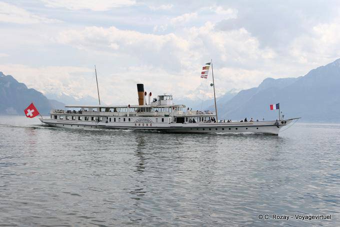 Ródano, vapor-barco SBB Vevey - Suiza